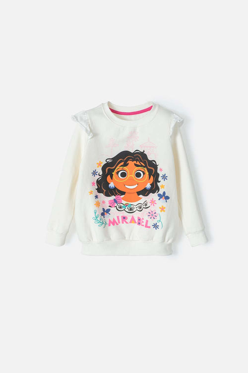 TODDLER GIRL'S WHITE CREWNECK CHARM SWEATER 2T-5T