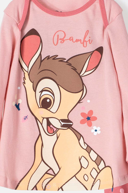 PIJAMA DE BAMBI MANGA LARGA ROSADA PARA BEBÉ NIÑA