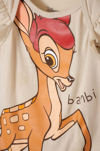 BODY DE BAMBI MANGA CORTA CAQUI PARA BEBÉ NIÑA