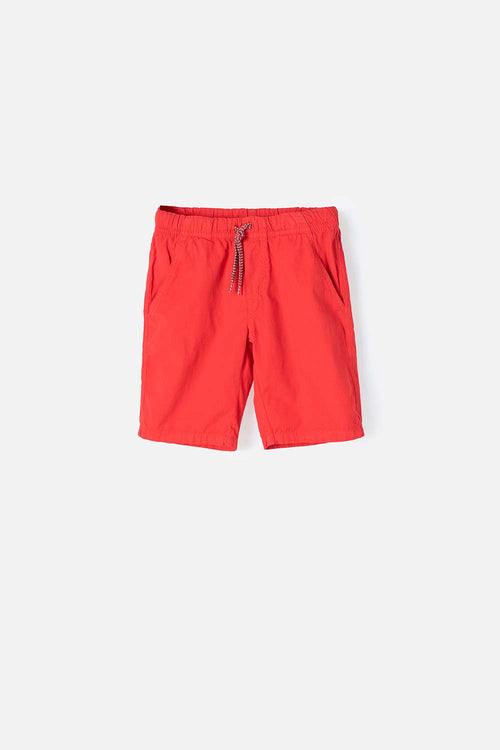 RED BERMUDA SHORTS WITH ADJUSTABLE DRAWSTRING FOR BOYS