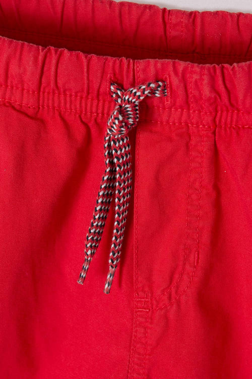 RED BERMUDA SHORTS WITH ADJUSTABLE DRAWSTRING FOR BOYS