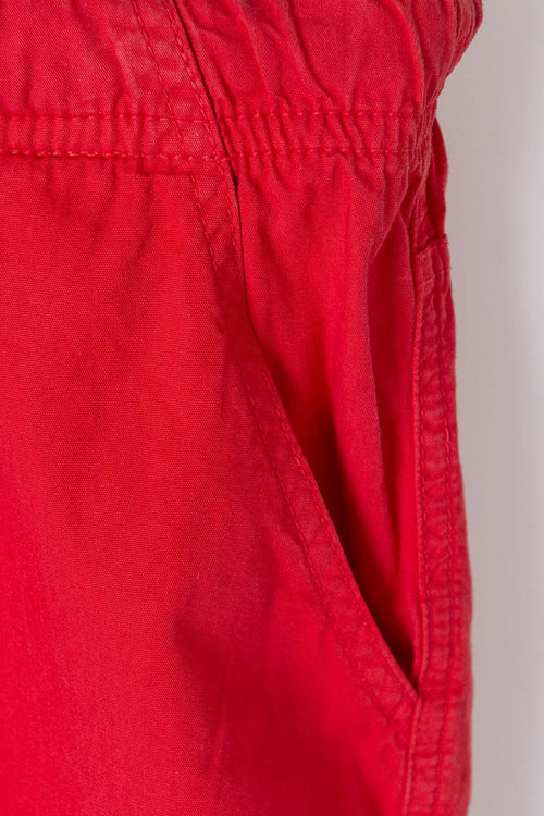 RED BERMUDA SHORTS WITH ADJUSTABLE DRAWSTRING FOR BOYS