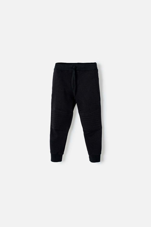 LITTLEMIC BLACK DRAWSTRING JOGGERS FOR BOYS 2T TO 5T