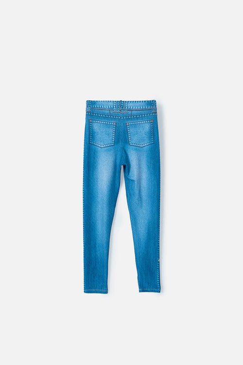 GIRLS' BLUE MICROFIBER LEGGINGS