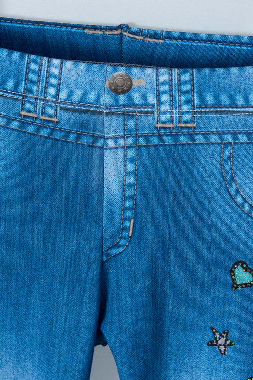 GIRLS' BLUE MICROFIBER LEGGINGS