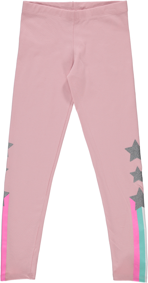 GIRL'S LEGGINGS, PINK LONG PANTS WITH MIC