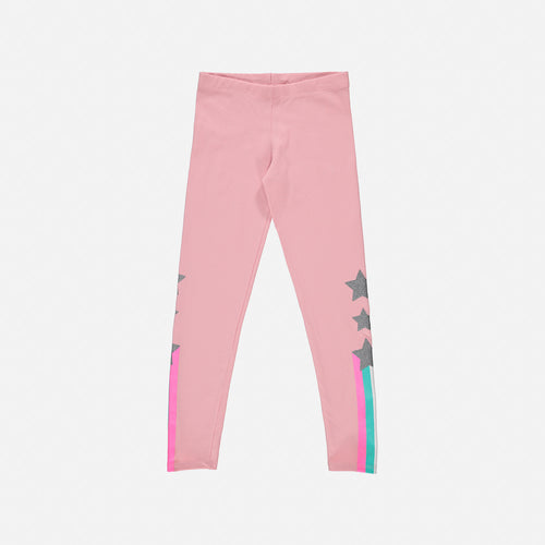 GIRL'S LEGGINGS, PINK LONG PANTS WITH MIC