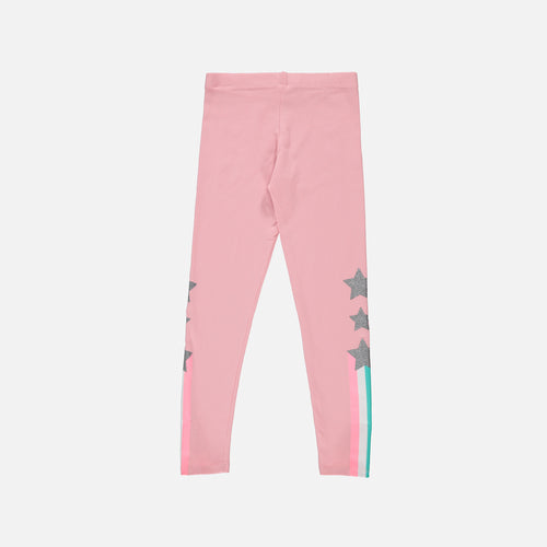 GIRL'S LEGGINGS, PINK LONG PANTS WITH MIC