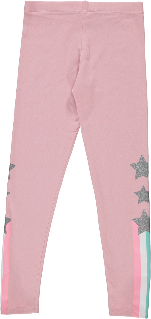 GIRL'S LEGGINGS, PINK LONG PANTS WITH MIC