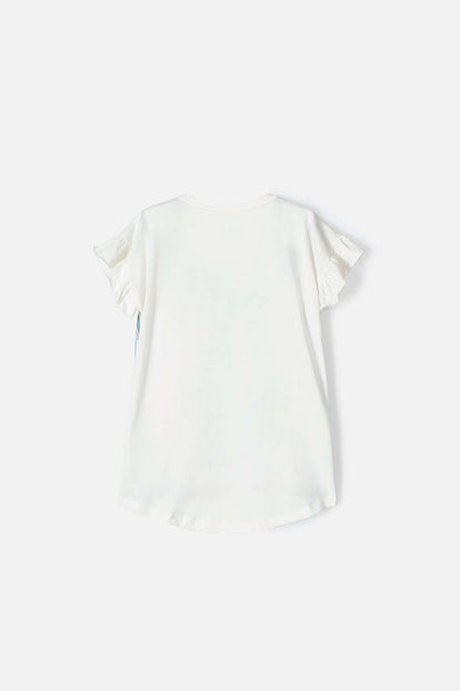 CAMISETA MIC ESTAMPADA CUELLO REDONDO BLANCA PARA NIÑA