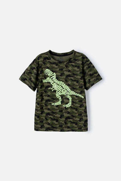CAMISETA MIC MANGA CORTA VERDE MILITAR PARA NIÑO