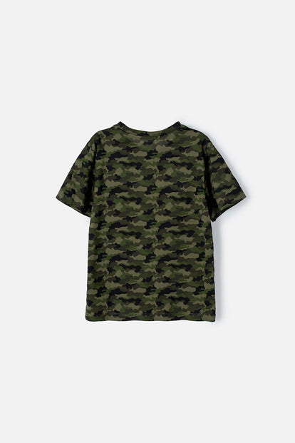 CAMISETA MIC MANGA CORTA VERDE MILITAR PARA NIÑO