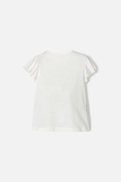CAMISETA MIC CON DISEÑO EN LAS MANGAS MARFIL PARA NIÑA