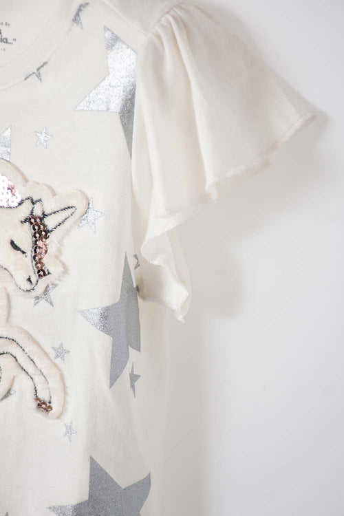 IVORY GIRLS' T-SHIRT WITH SLEEVE DESIGN