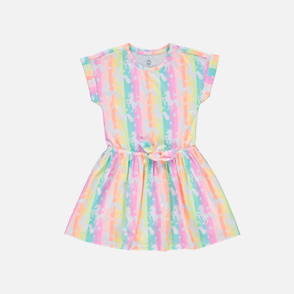 VESTIDO MIC MANGA CORTA MULTICOLOR PARA NIÑA
