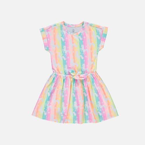 GIRL'S MULTICOLOR SHORT-SLEEVED DRESS
