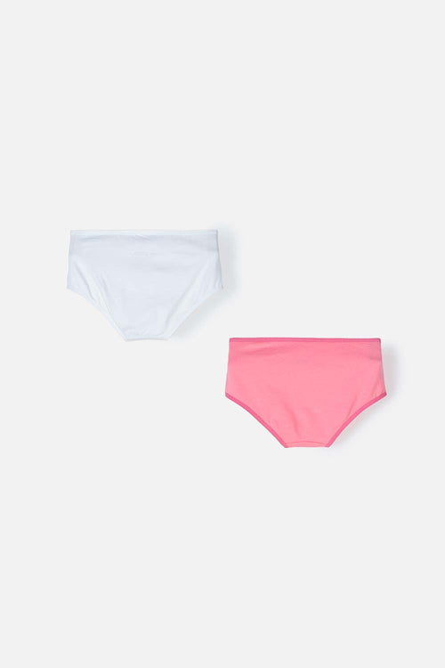 TWO-PACK WHITE AND PINK PRINTED PANTIES FOR GIRLS