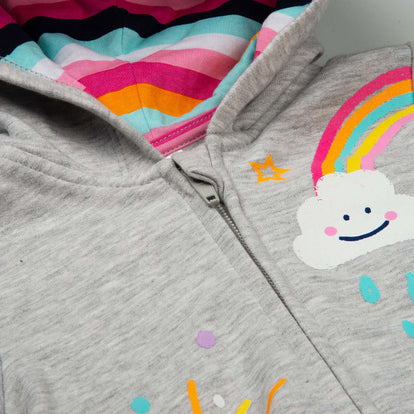 BUZO LITTLEMIC GRIS CON CAPUCHA PARA BEBÉ NIÑA