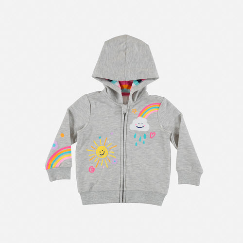 LITTLEMIC GREY HOODED SWEATSHIRT FOR BABY GIRL