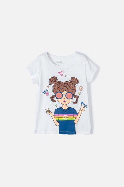CAMISETA MIC ESTAMPADA BLANCA PARA NIÑA