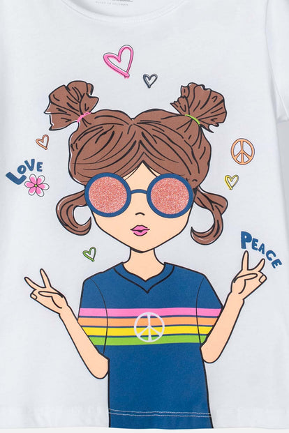 CAMISETA MIC ESTAMPADA BLANCA PARA NIÑA