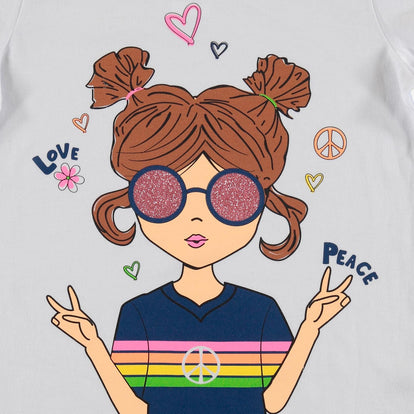 CAMISETA MIC ESTAMPADA BLANCA PARA NIÑA