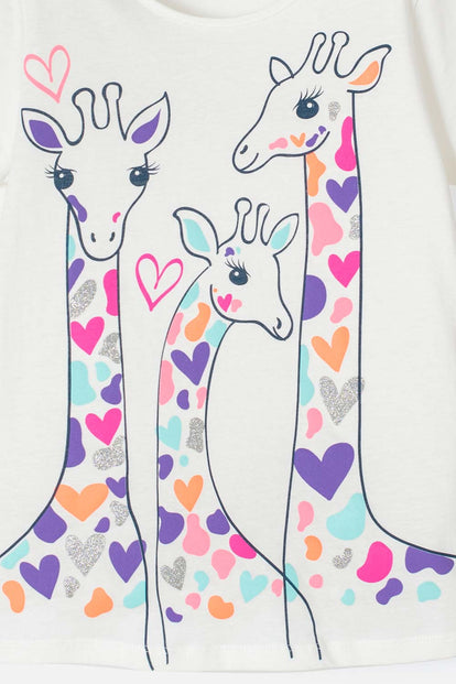 CAMISETA MIC ESTAMPADA MANGA CORTA MARFIL PARA NIÑA