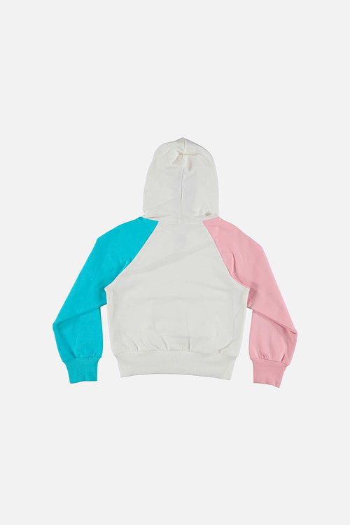 GIRL'S MIC HOODIE - WHITE, BLUE AND PINK