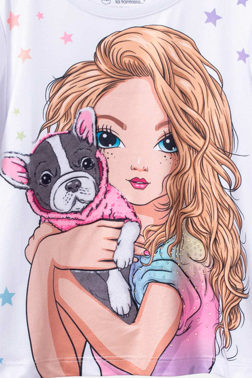 CAMISETA MIC ESTAMPADA MANGA CORTA BLANCA PARA NIÑA