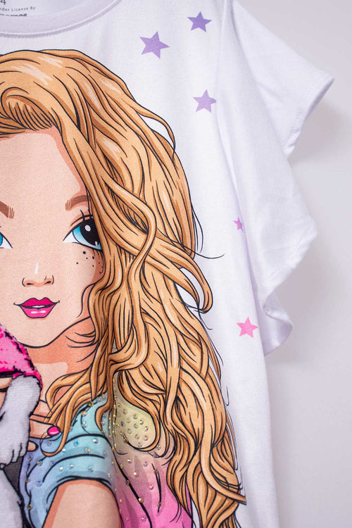 CAMISETA MIC ESTAMPADA MANGA CORTA BLANCA PARA NIÑA