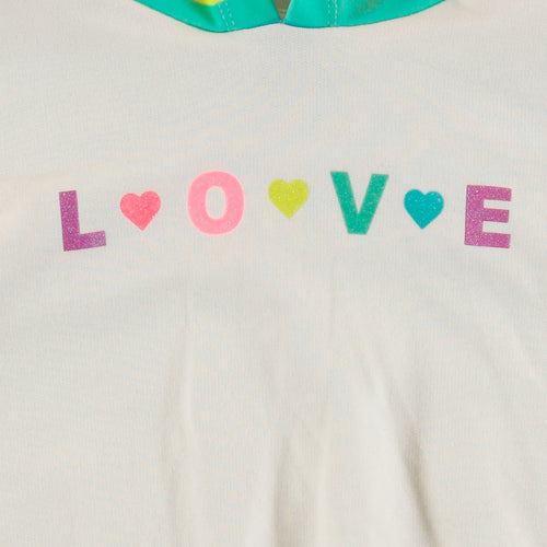 GIRL'S WHITE HOODED SWEATSHIRT MIC