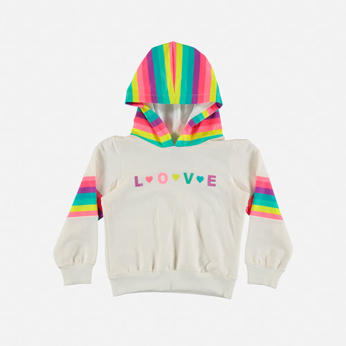 GIRL'S WHITE HOODED SWEATSHIRT MIC