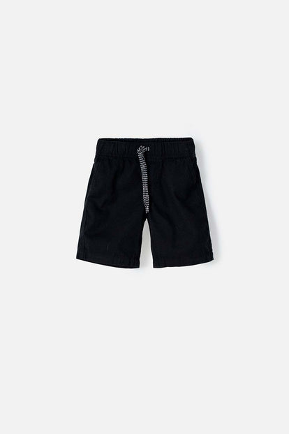 BLACK LITTLEMIC BERMUDA SHORTS WITH ELASTIC WAIST FOR BOYS SIZES 2T TO 5T