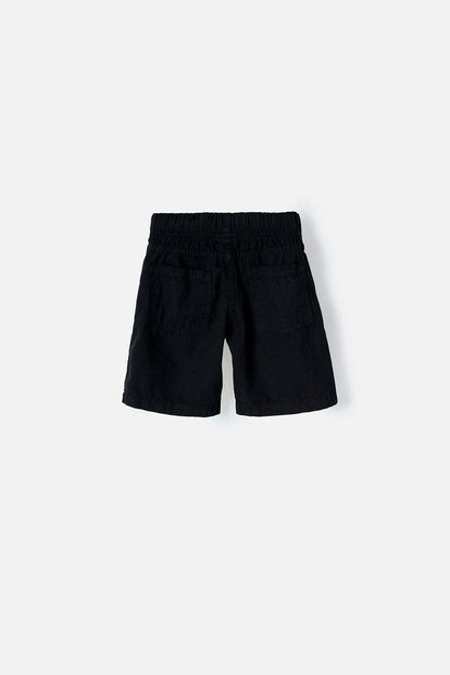 BLACK LITTLEMIC BERMUDA SHORTS WITH ELASTIC WAIST FOR BOYS SIZES 2T TO 5T