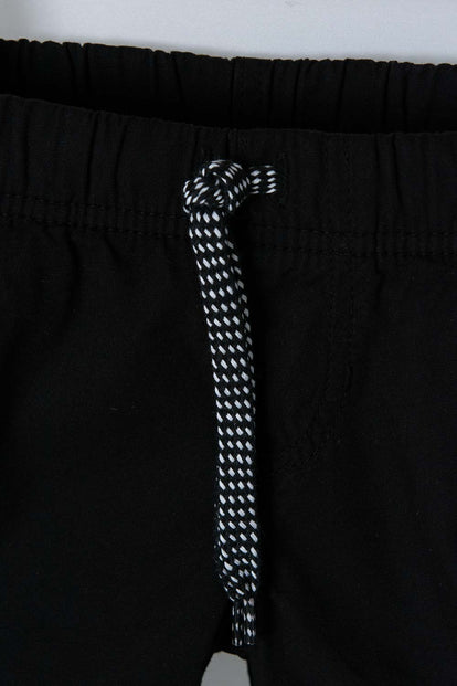 BLACK LITTLEMIC BERMUDA SHORTS WITH ELASTIC WAIST FOR BOYS SIZES 2T TO 5T