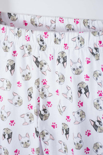 PIJAMA DE MIC CON PANTALÓN LARGO FUCSIA Y BLANCO PARA NIÑA