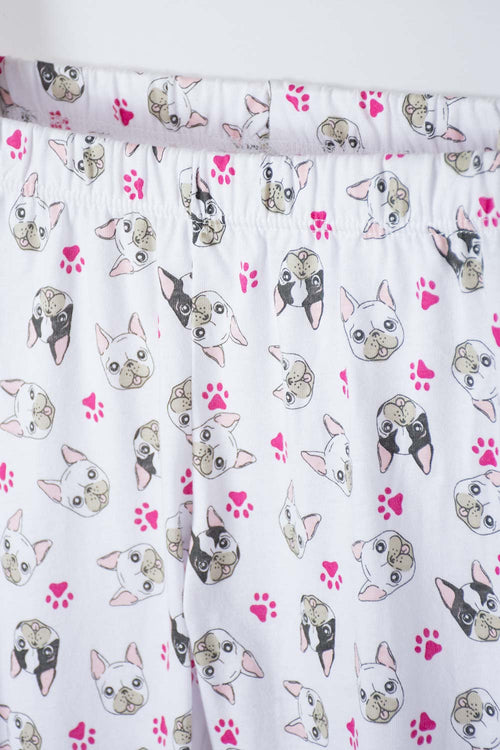 PIJAMA DE MIC CON PANTALÓN LARGO FUCSIA Y BLANCO PARA NIÑA