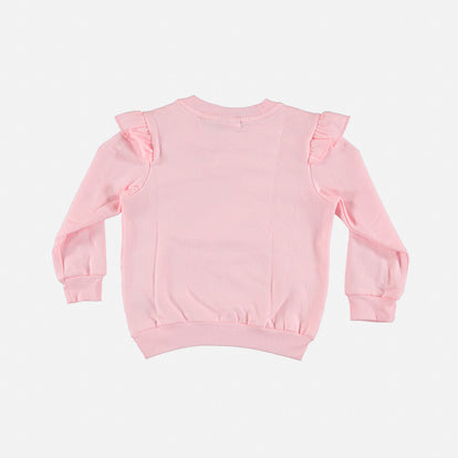 BUZO LITTLEMIC ROSADO DE CUELLO REDONDO PARA NIÑA 2T A 5T