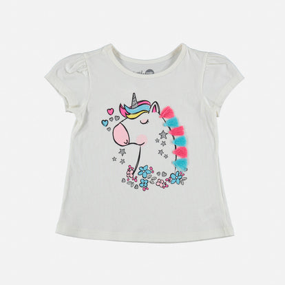CAMISETA DE NIÑA, MANGA CORTA  MARFIL DE LITTLEMIC