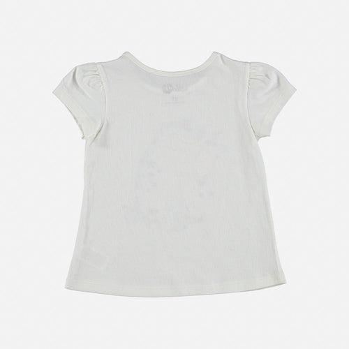 GIRL'S SHORT-SLEEVED T-SHIRT, IVORY BY LITTLEMIC