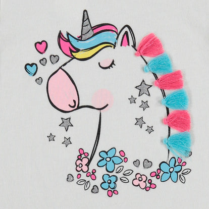 CAMISETA DE NIÑA, MANGA CORTA  MARFIL DE LITTLEMIC