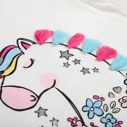 CAMISETA DE NIÑA, MANGA CORTA  MARFIL DE LITTLEMIC