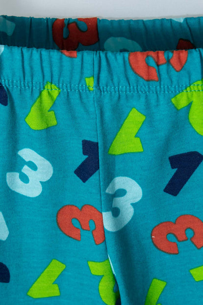 PIJAMA DE LITTLEMIC CON PANTALÓN LARGO BLANCO Y VERDE PARA NIÑO 2T A 5T