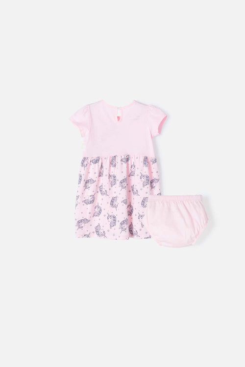 BABY GIRL'S LITTLEMIC PINK SHORT SLEEVE DRESS