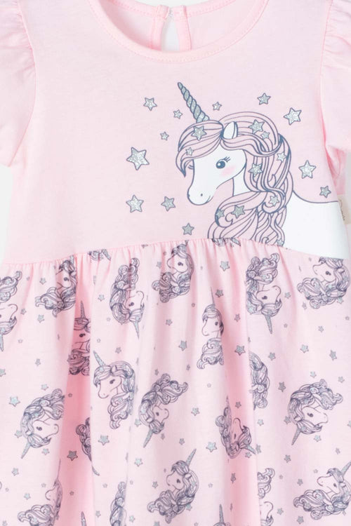 BABY GIRL'S LITTLEMIC PINK SHORT SLEEVE DRESS