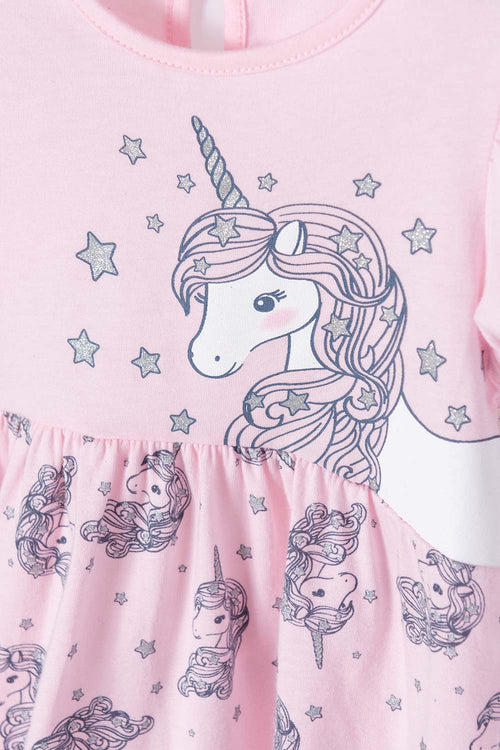 BABY GIRL'S LITTLEMIC PINK SHORT SLEEVE DRESS