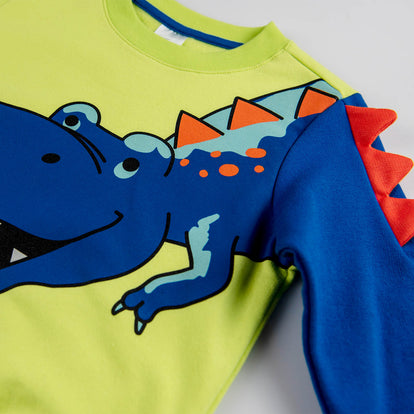 BUZO LITTLEMIC ESTAMPADO VERDE Y AZUL PARA NIÑO 2T A 5T