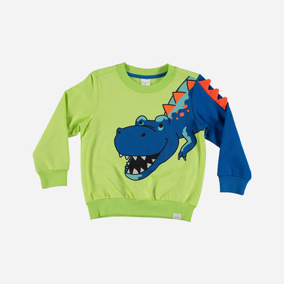 BUZO LITTLEMIC ESTAMPADO VERDE Y AZUL PARA NIÑO 2T A 5T