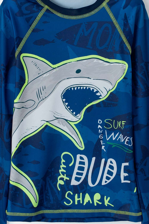 MIC BLUE LONG-SLEEVED SWIM T-SHIRT FOR BOYS