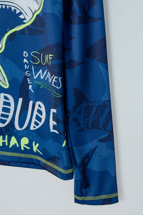 MIC BLUE LONG-SLEEVED SWIM T-SHIRT FOR BOYS